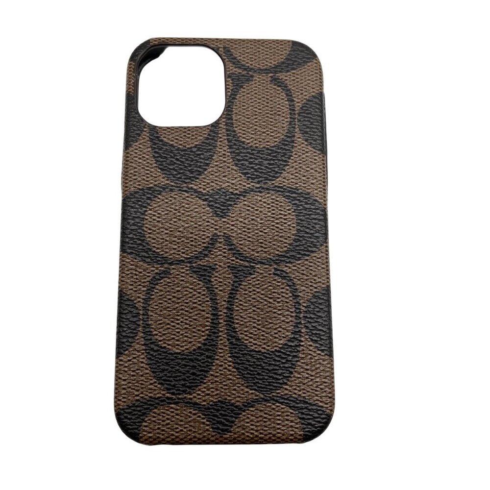 Coach Brown And Black Signature Canvas Slim Wrap I Phone 12 Mini Case